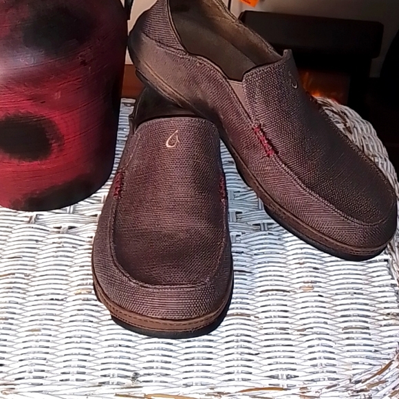 🚨B2G1 OLUKAI Brown Canvas Loafers - Picture 1 of 6